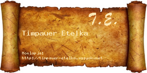 Timpauer Etelka névjegykártya